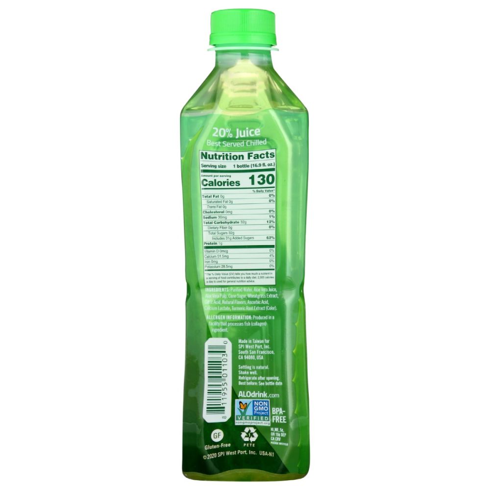 ALO: Awaken Wheatgrass Real Aloe Vera Drink, 16.9 oz