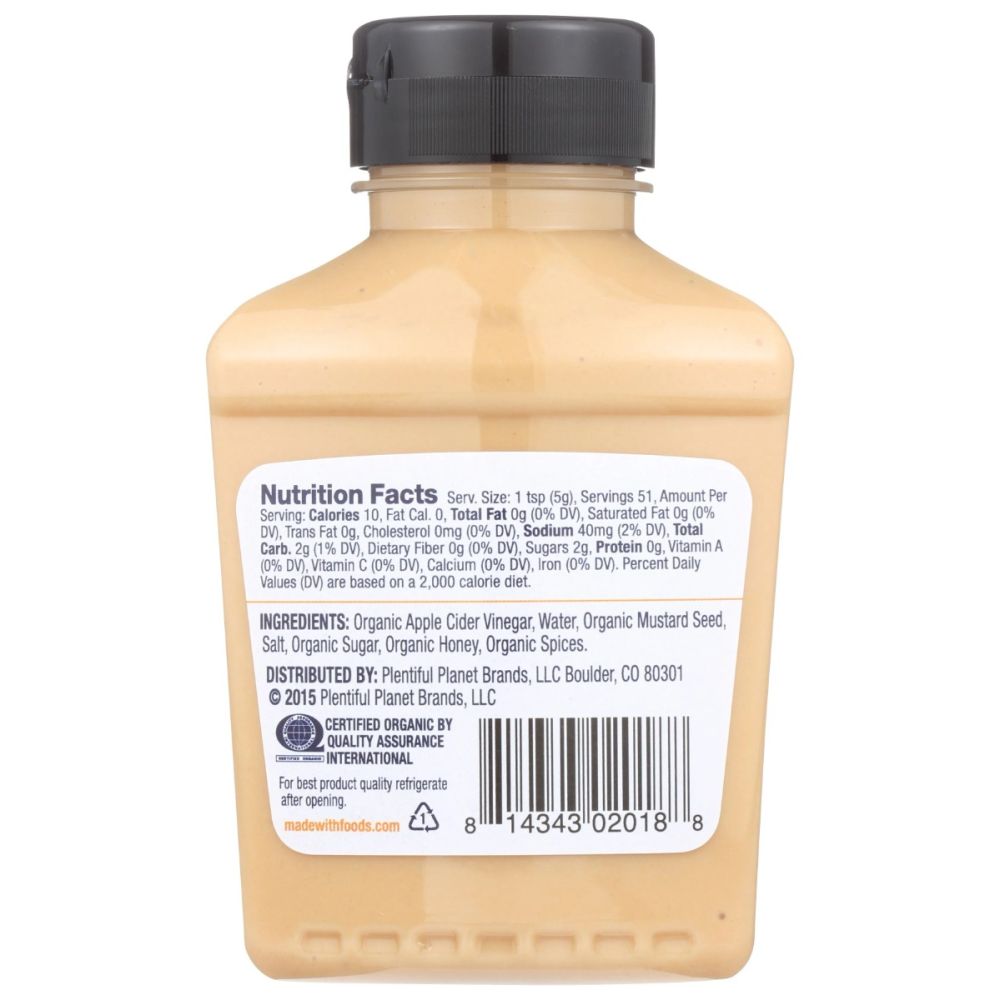 MADE WITH: Organic Mustard Honey, 9 oz