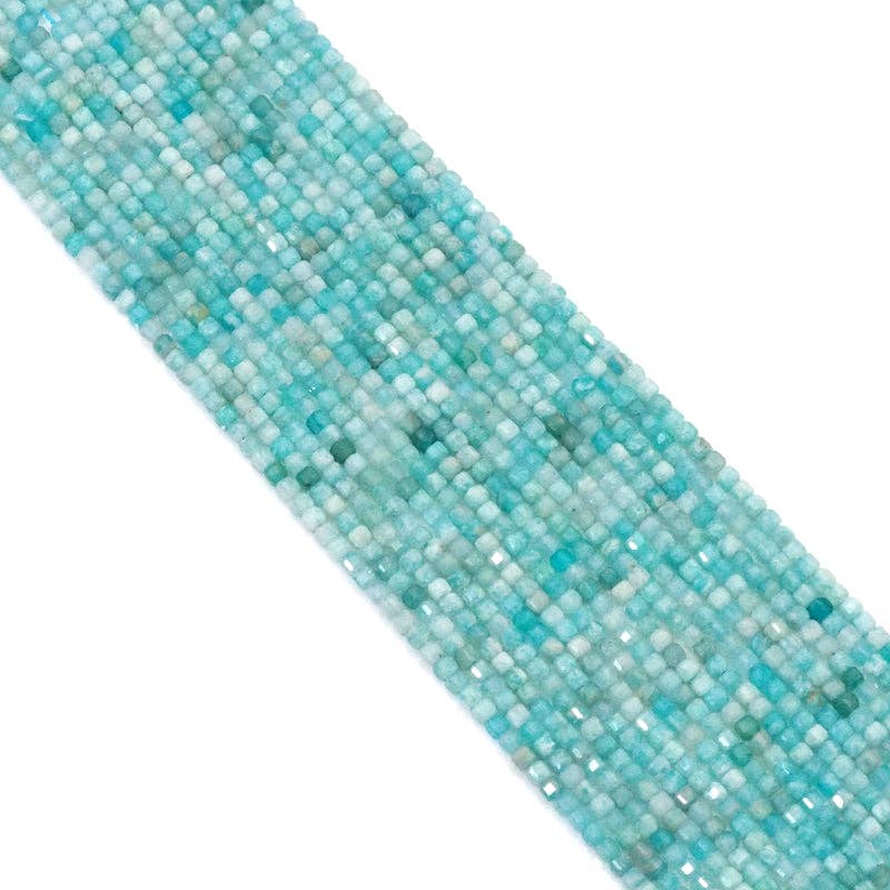 Genuine Amazonite Faceted Cube Beads, 2.5mm, Sku#U1553