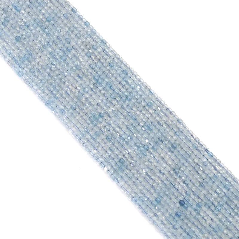 Genuine Aquamarine Faceted Cube Beads, 2.5mm, Sku#U1532