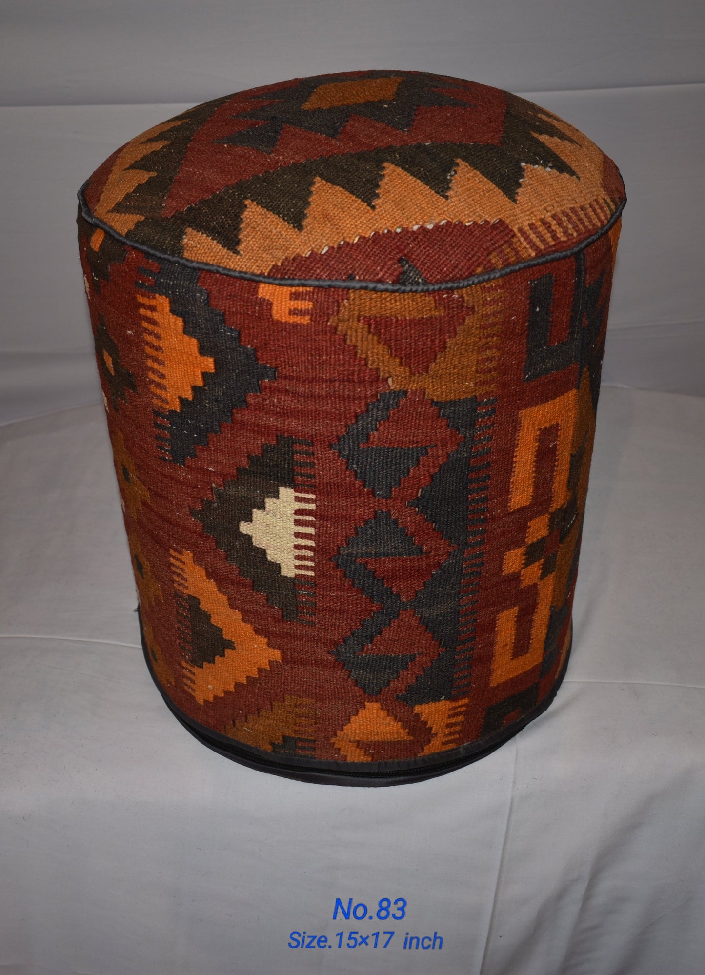 One of a Kind Kilim Rug Pouf Ottoman foot stool - #83