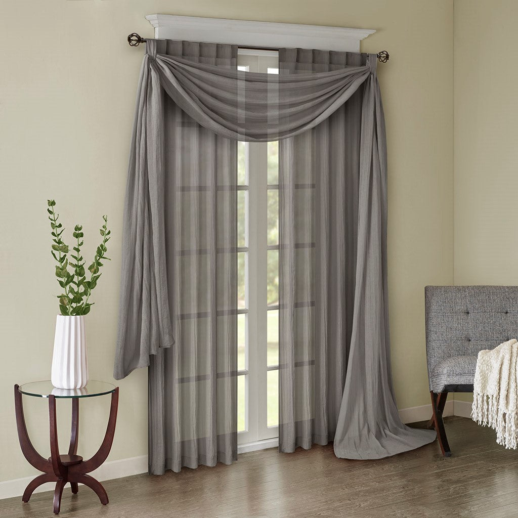 Solid Crushed Curtain Panel Pair (2 Pcs)