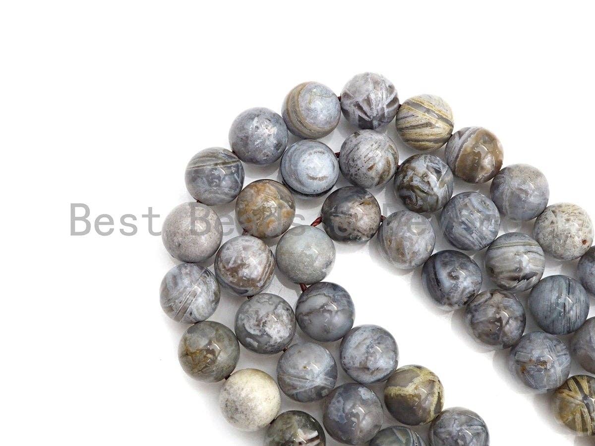 Quality Natural Silver Needle Agate Beads, 6mm/8mm/10mm/12mm Round Agate Beads, 15.5" Full Strand, Sku#U803