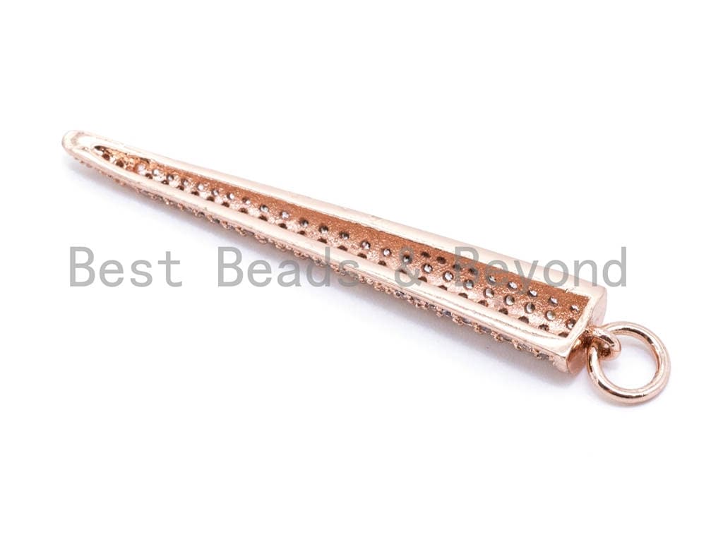 CZ Clear Micro Pave Half Cone Pendant, Cubic Zirconia Necklace Pendant, 47x7mm, sku#F114