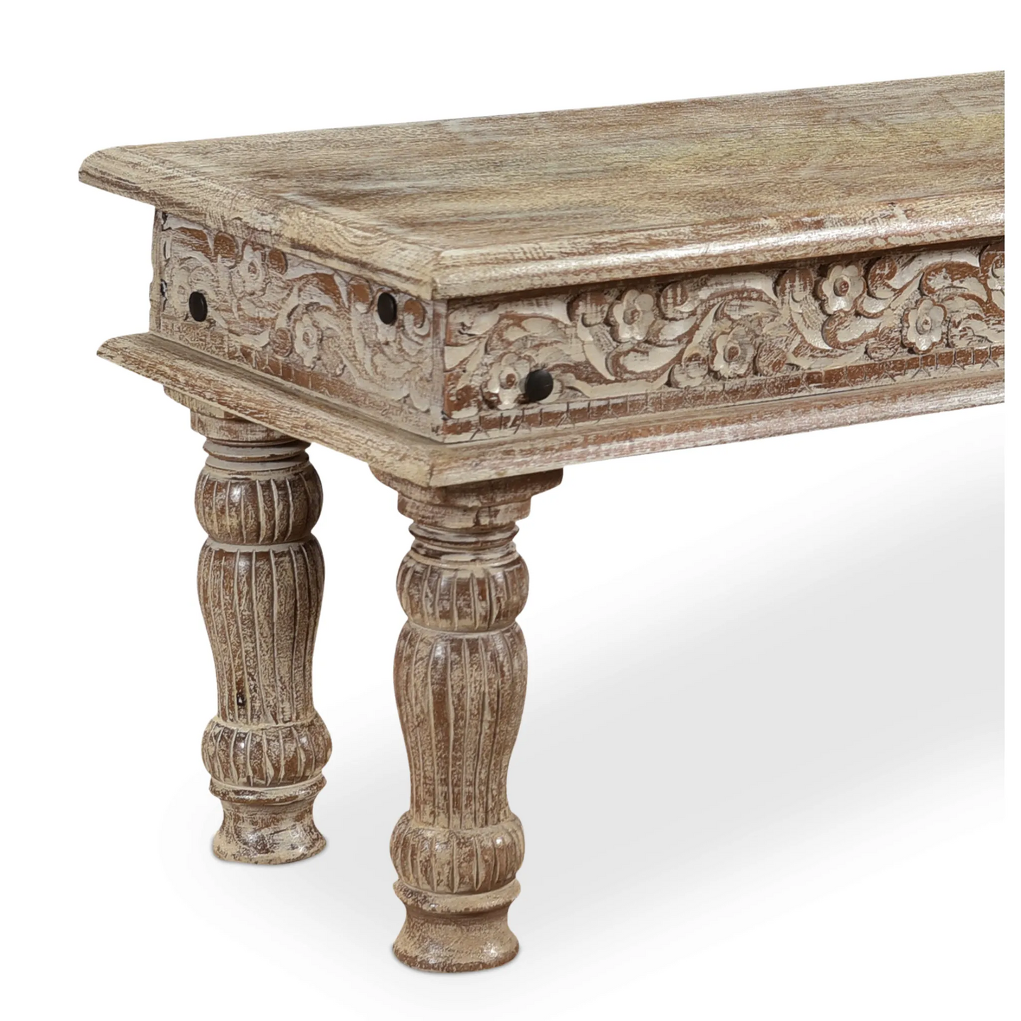 Driftwood Carved Bench - 71"