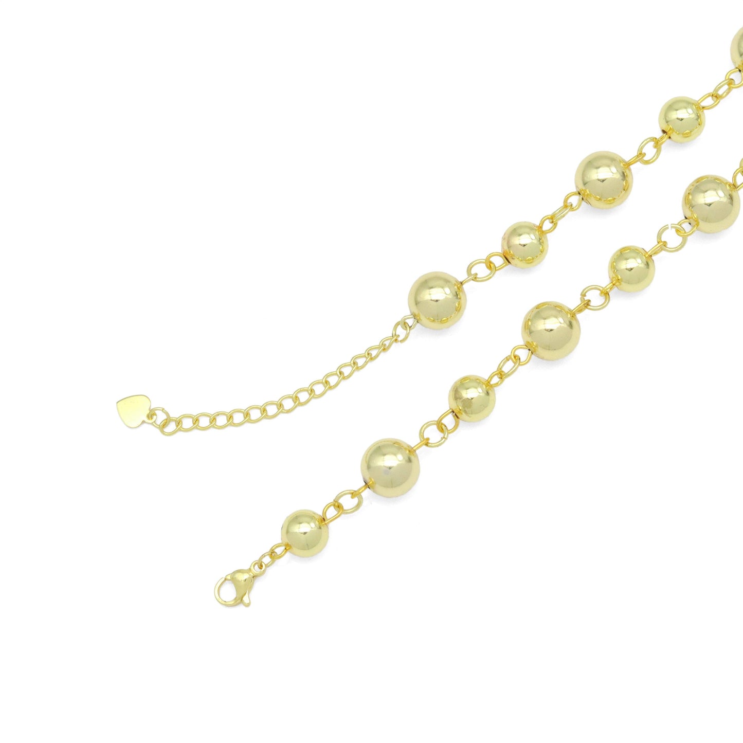 Gold Silver Dangle Ball Link Adjustable Necklace, Sku#A429