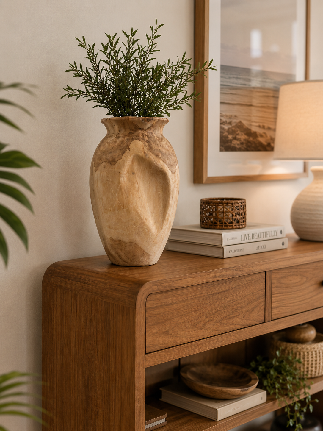 Organic Bleach Teak Broken Vase
