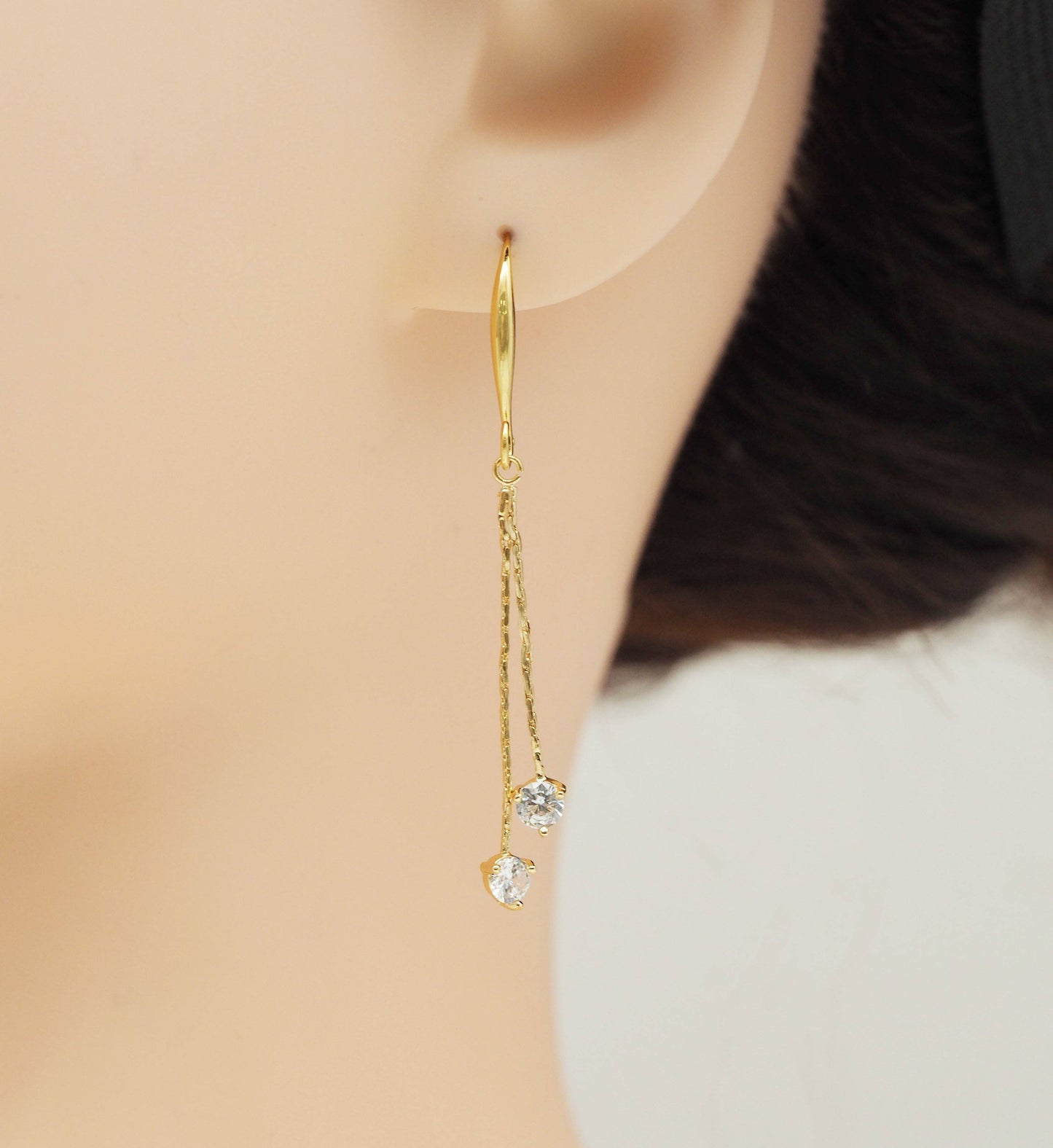 Gold Dangle Round CZ Charm, Sku#ZX83