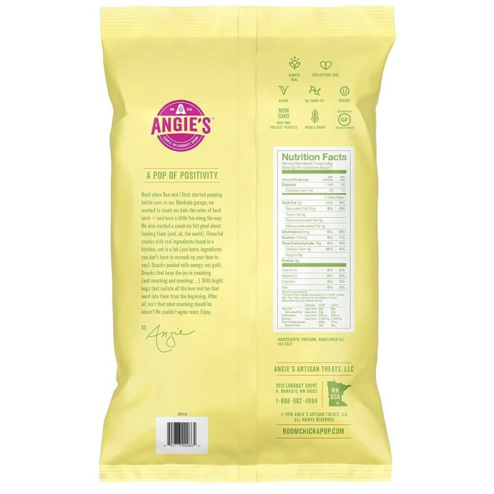 ANGIES Artisan Treats Boomchickapop Popcorn Sea Salt, 4.8 oz