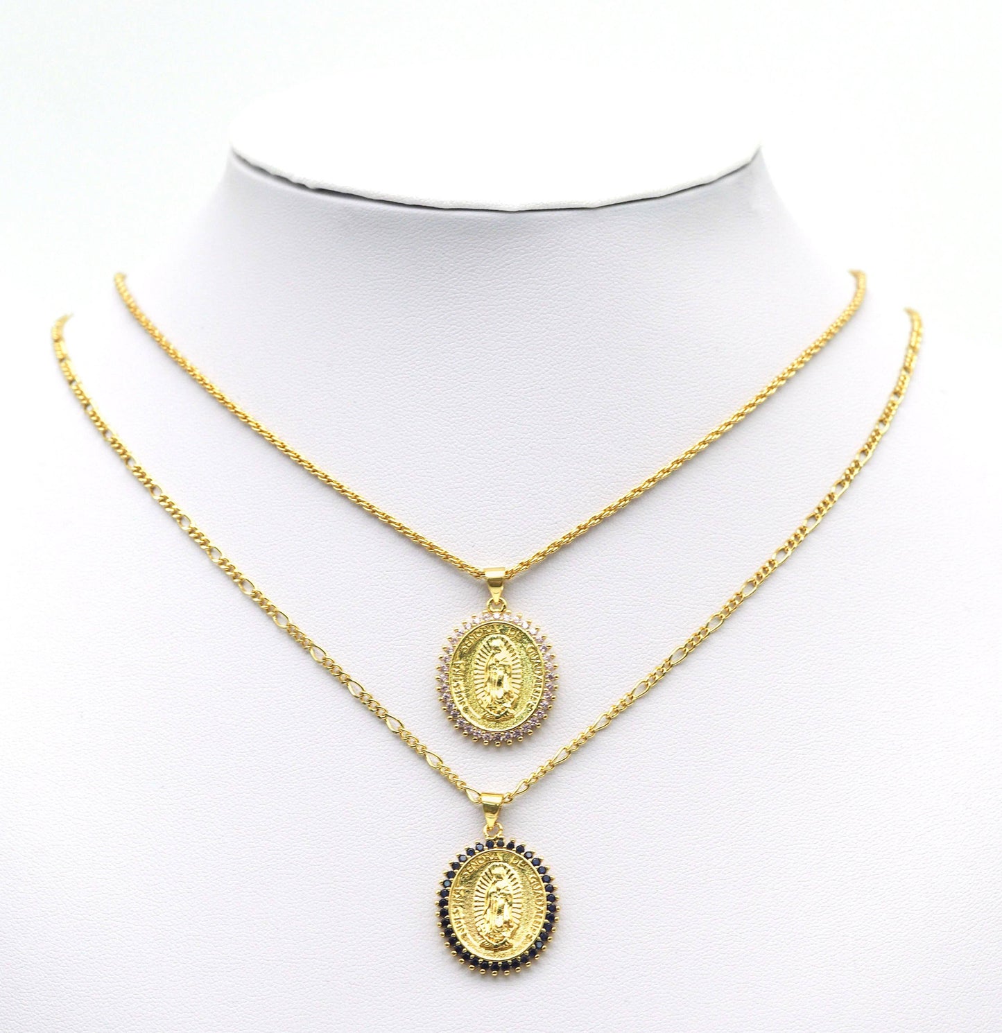 CZ Virgin Mary On Oval Charm, Sku#LK649