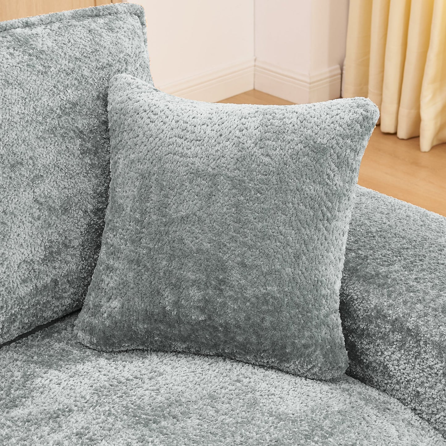 107'' Modern Boucle L-shaped Sectional Sofa with Moveable Ottoman
