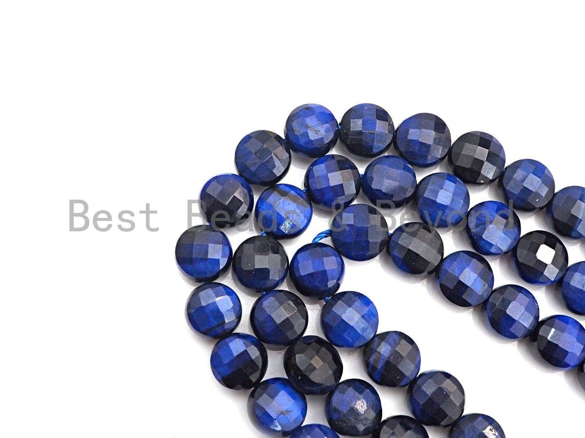 Double Sided Turtle Shell Cut Natural Tiger Eye Coin Shape beads, 6mm/8mm/10mm Natural Tiger Eye Beads, 16" Full strand, Sku#UA18