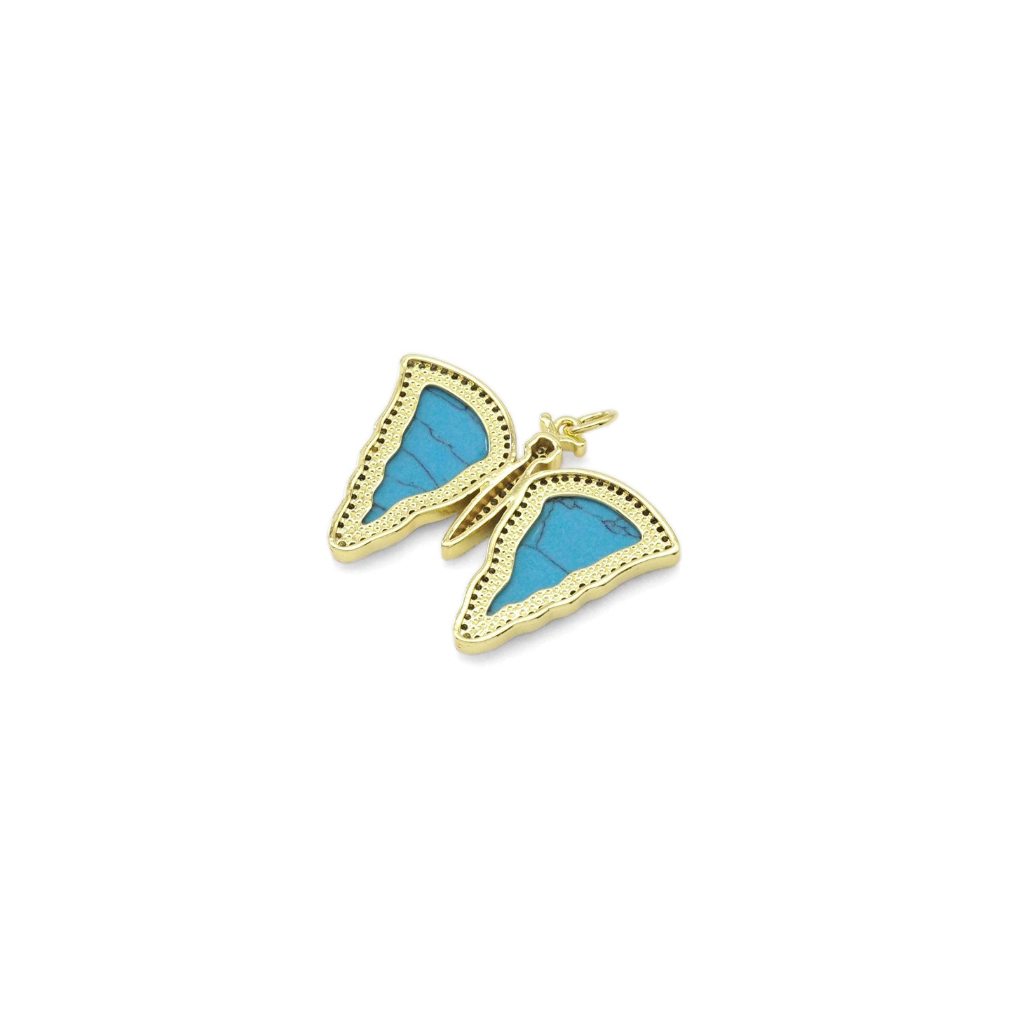 CZ Gemstone Mother of Pearl Butterfly Pendant, Sku#LX302