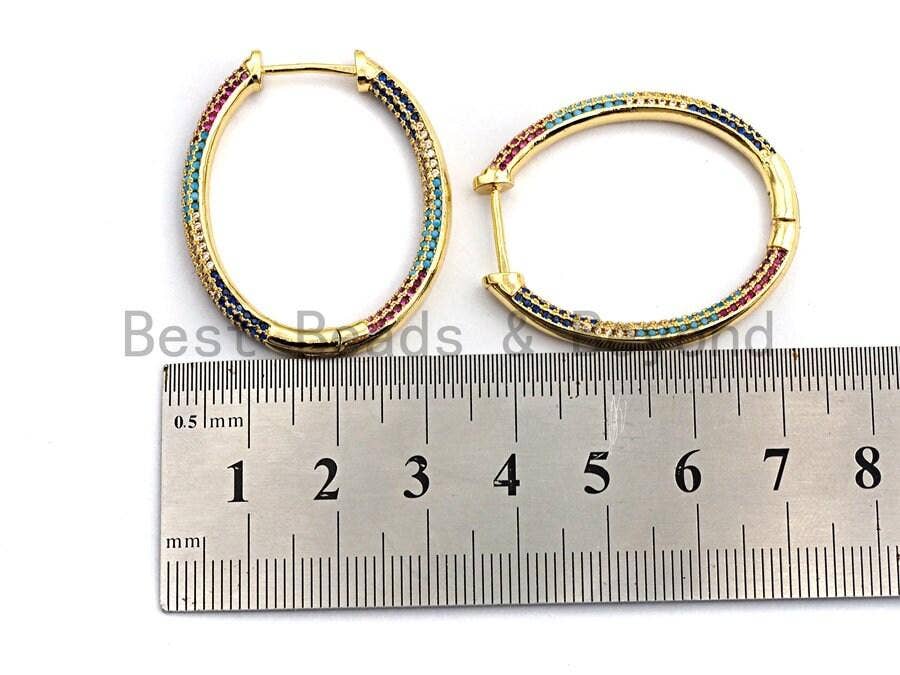 Colorful CZ Large Hoop Earring, Sku#J106