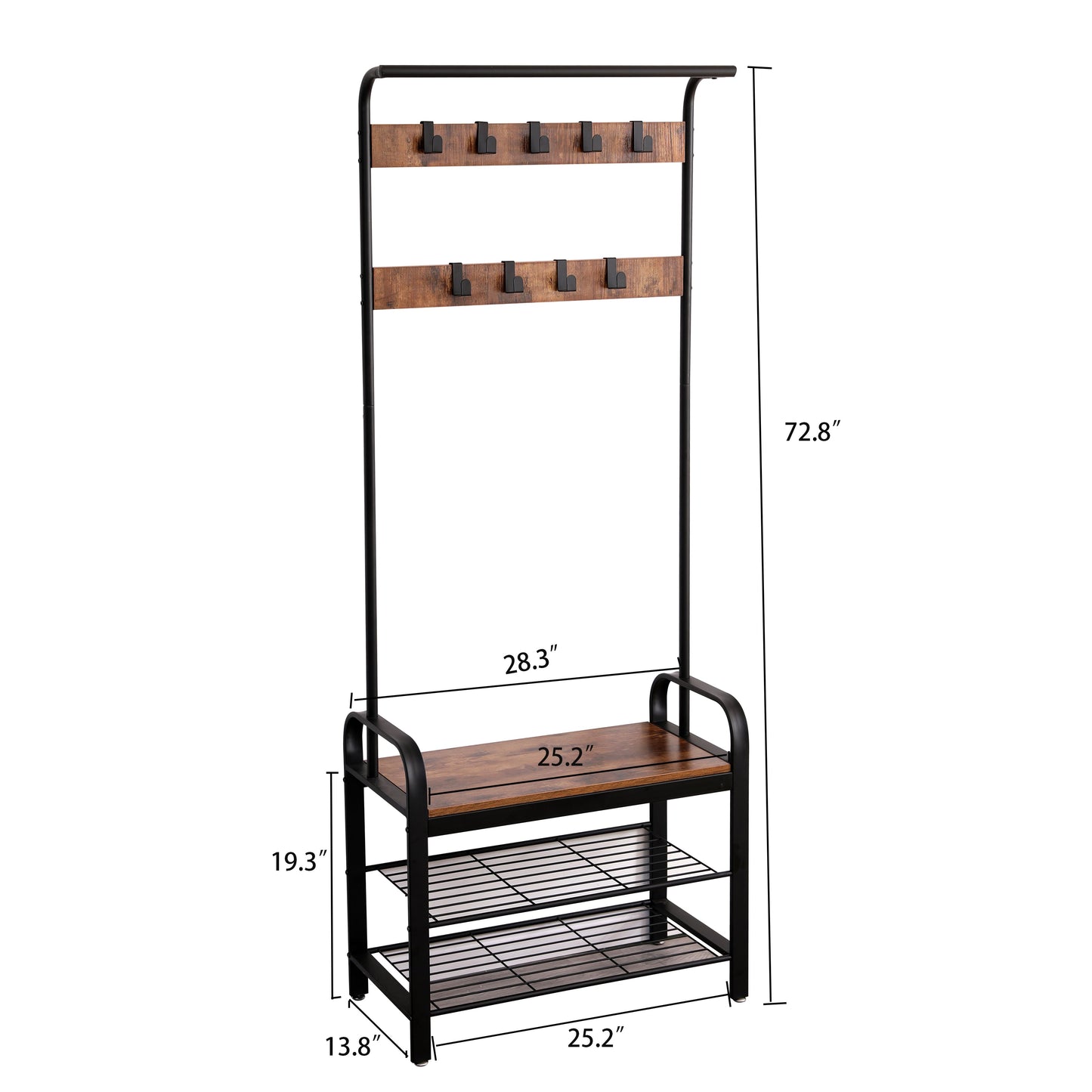 Coat Rack Hall Tree with Shoe Bench for Entryway