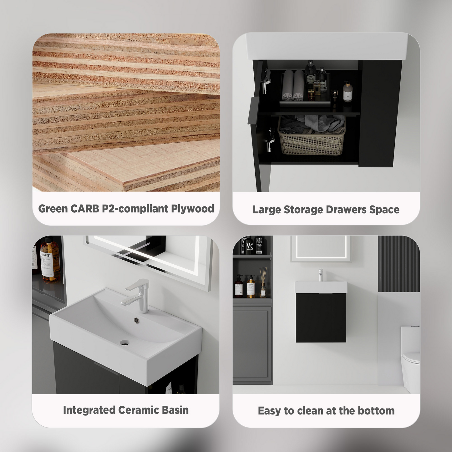 21.6" Floating Bathroom Vanity Combo