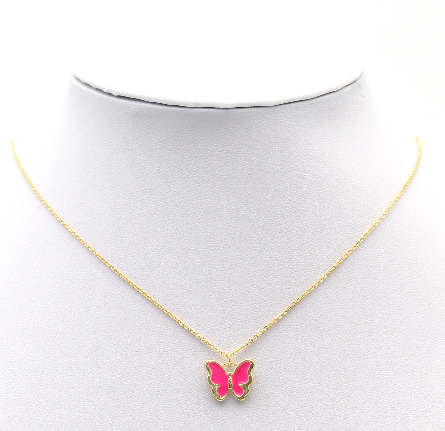 CZ Gold Colorful Enamel Butterfly Charm, Sku#JL154