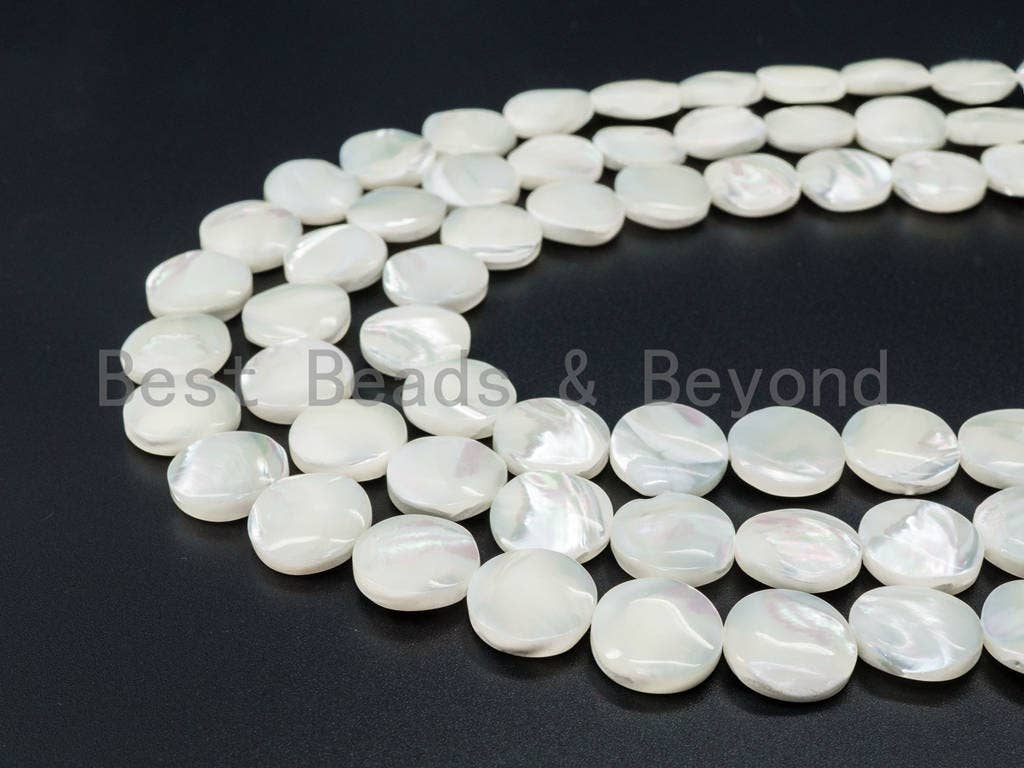 High Quality White Mother of Pearl, Mop Shell, Flat Round White Shell,Coin Smooth Beads,6mm/10mm/12mm/15mm/18mm/20mm, 15inch strand,SKU#T7