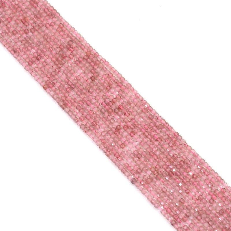 Genuine Strawberry Quartz Faceted Cube Beads, 2.5mm, Sku#U1555
