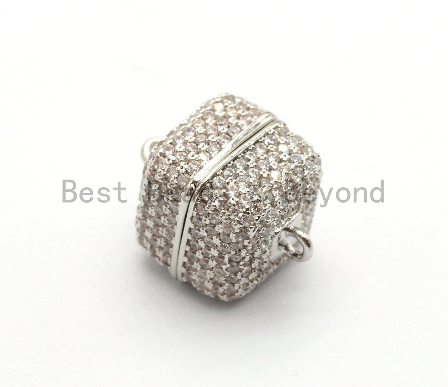 NEW STYLE 8/10/12mm CZ Micro Pave Strong Magnetic Cube Clasp, Cubic Zirconia Magnetic Clasp, Gold Rose Gold Clasp, sku#H134