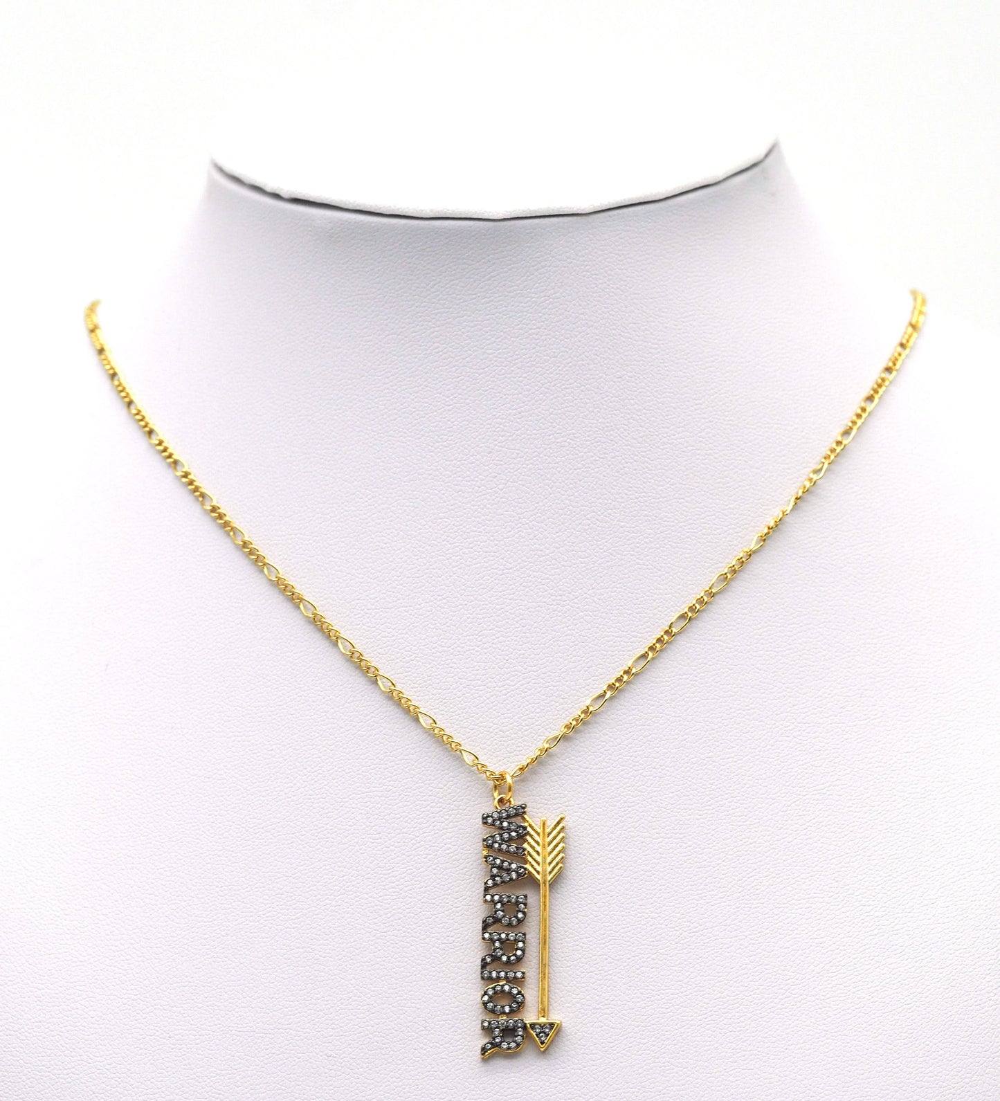 CZ Warrior Words with Arrows Charm, Sku#F1483