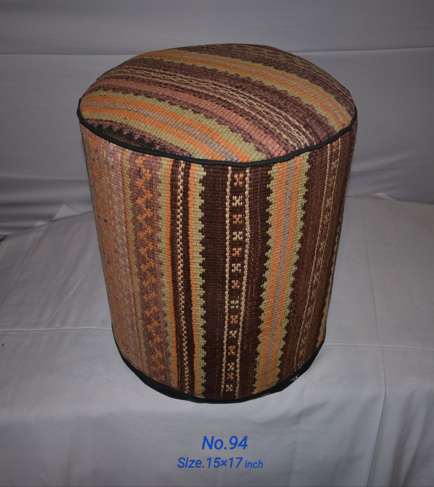 One of a Kind Kilim Rug Pouf Ottoman foot stool - #94