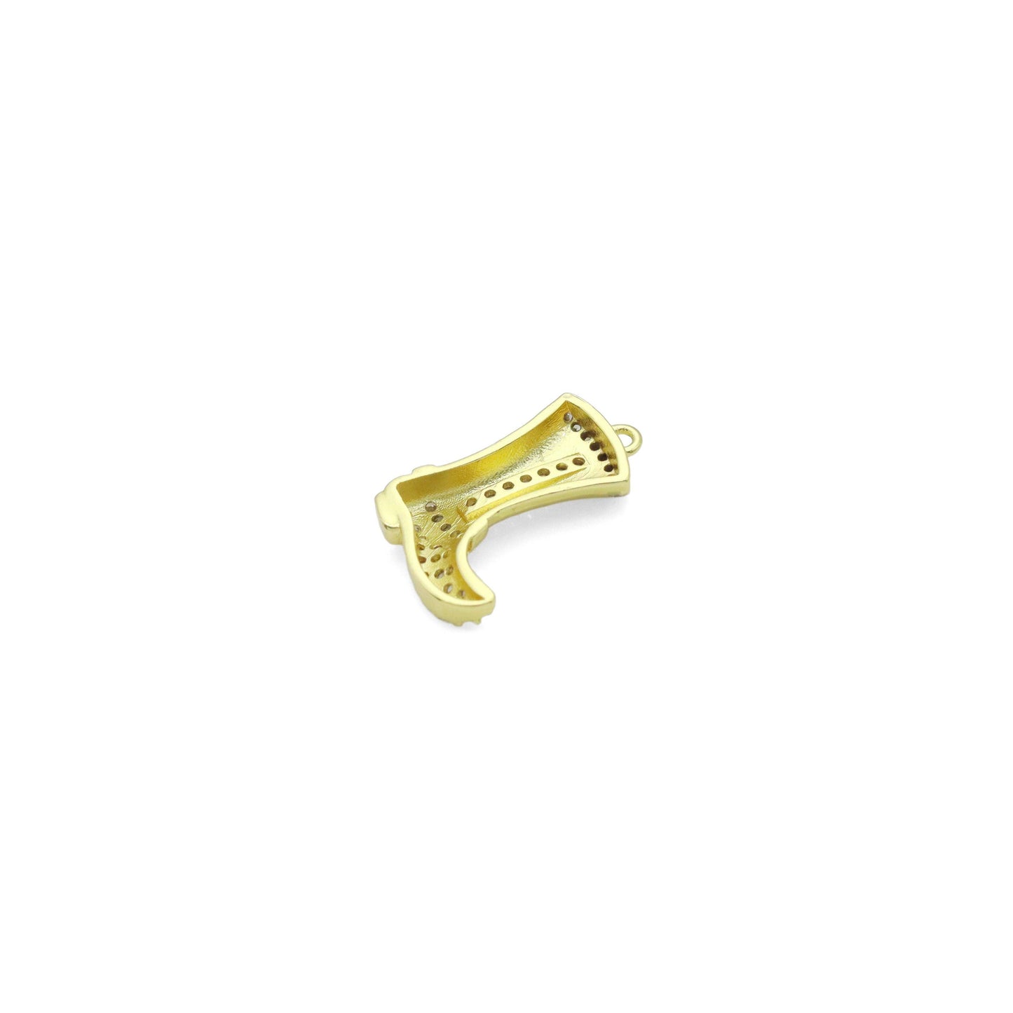 Gold Silver CZ Cute Cowboy Boots Pendant Shape Charm Pendant, Sku#A439