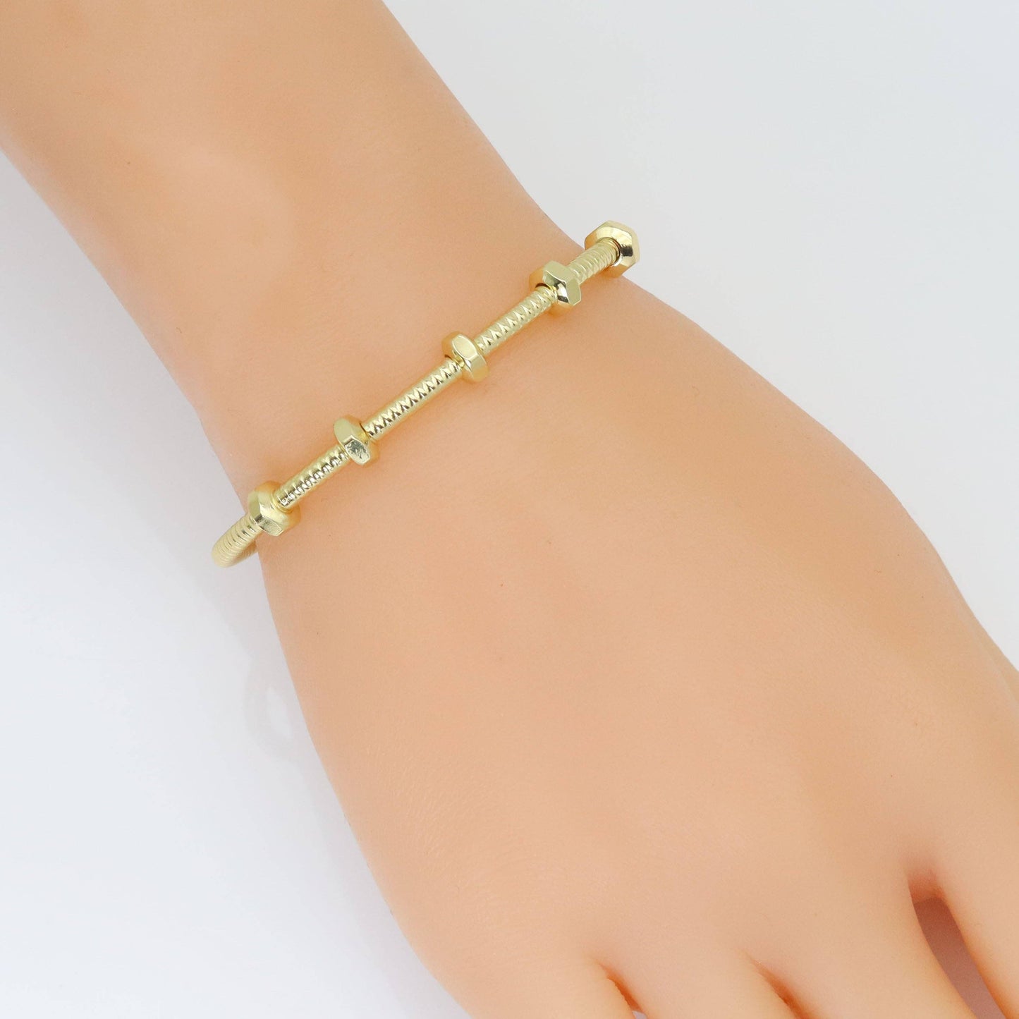 Gold Nut Bolt Adjustable Bracelet cuff, Sku#A281