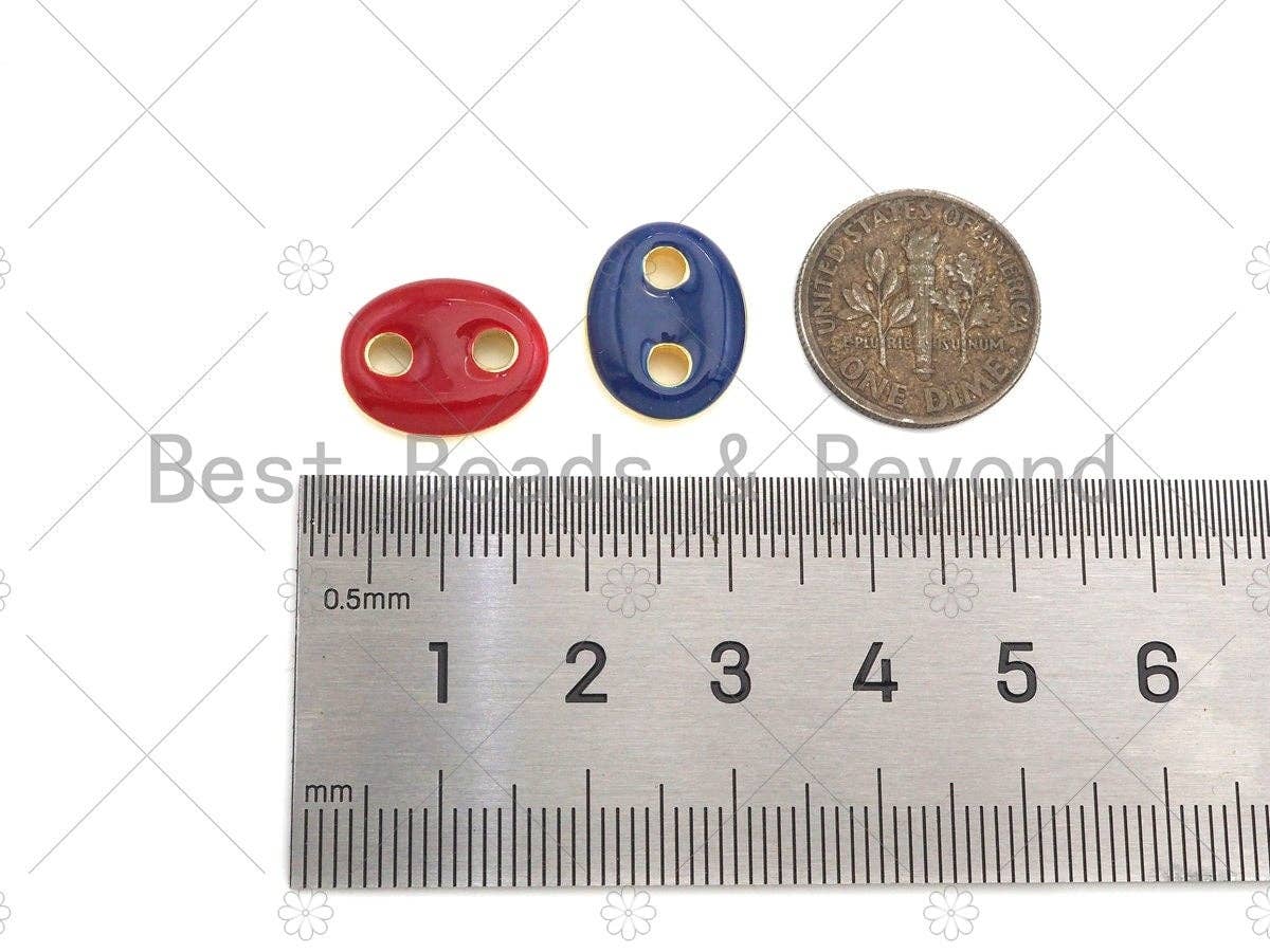 Colorful Enamel Oval Puffy Link Pendant Charm, Sku#LK222