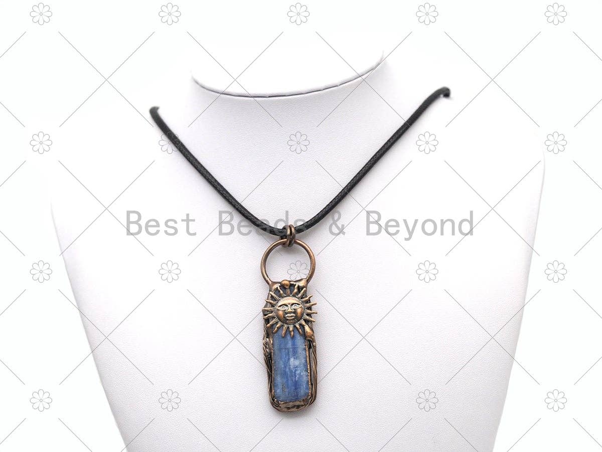 New!!! Blue Kyanite with Sunflower Pendant, Sku#YT11C