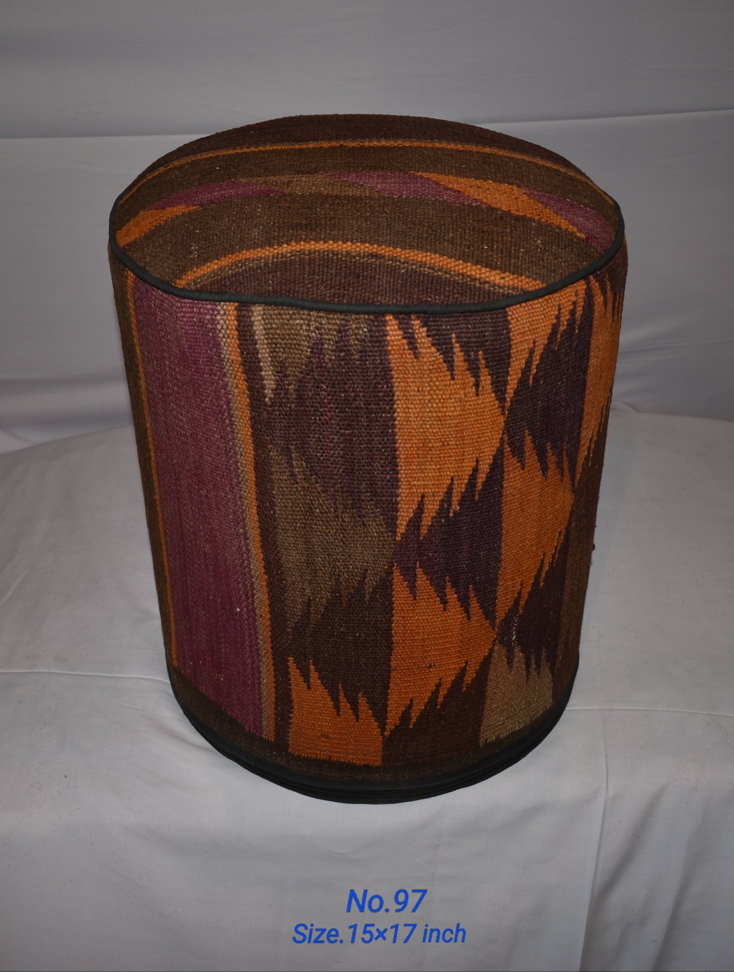 One of a Kind Kilim Rug Pouf Ottoman foot stool - #97