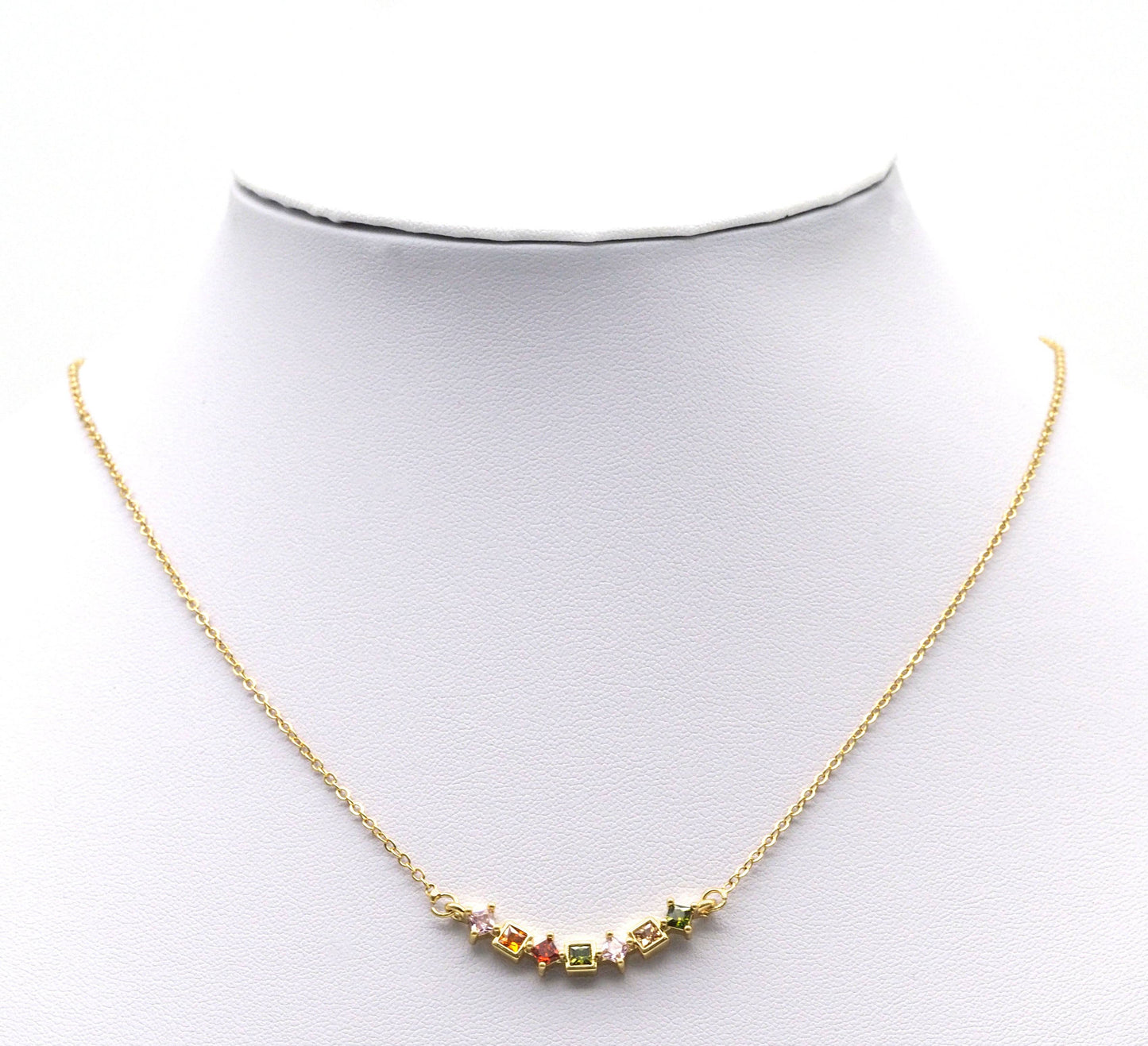 Colorful CZ Square Diamond String Connector Charm, Sku#LK752