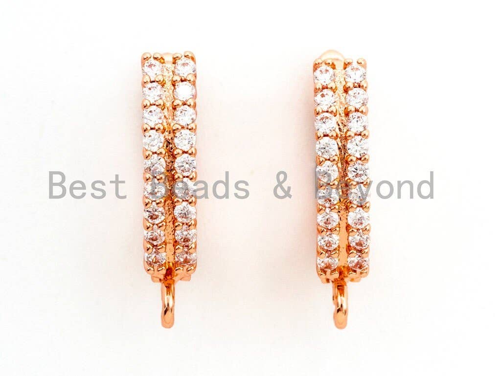 CZ Micro Pave Double CZ Stud Latch Back Earring, sku#J28