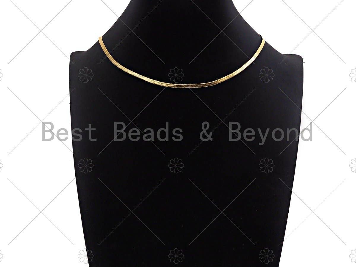 3mm/5mm wide Herringbone Chain Necklace, 18'', Sku#M383
