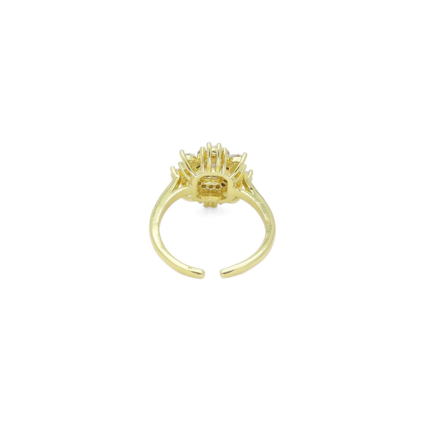 Clear CZ Rectangle CZ Flower Adjustable Ring, Sku#A155