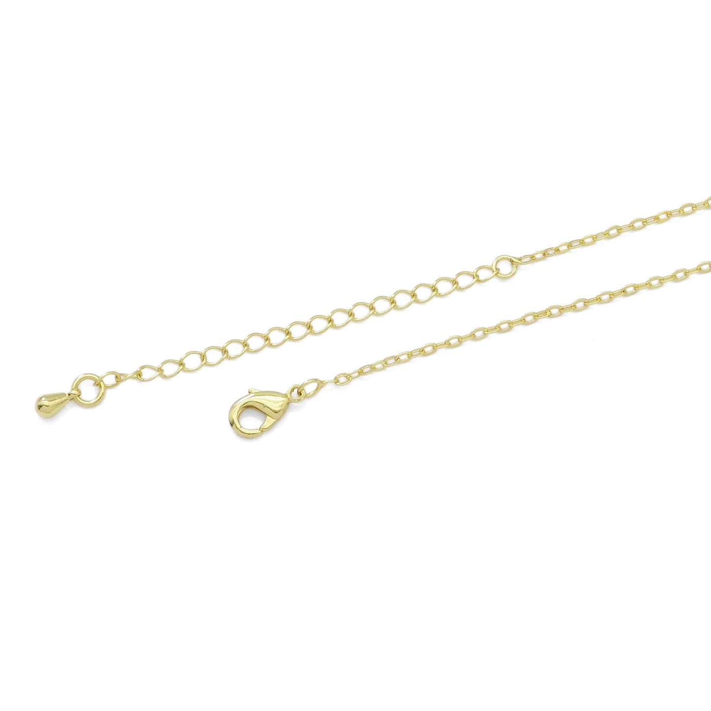 Gold Chain Baguette CZ Heart Connector Pendant Necklace, Sku#A210
