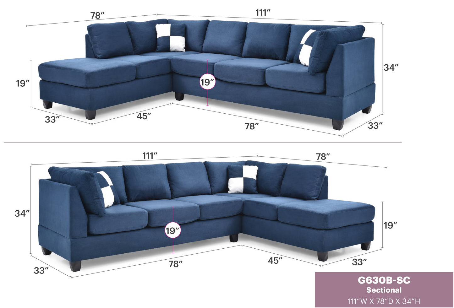 Malone G630B-SC Sectional (Without Ottoman)