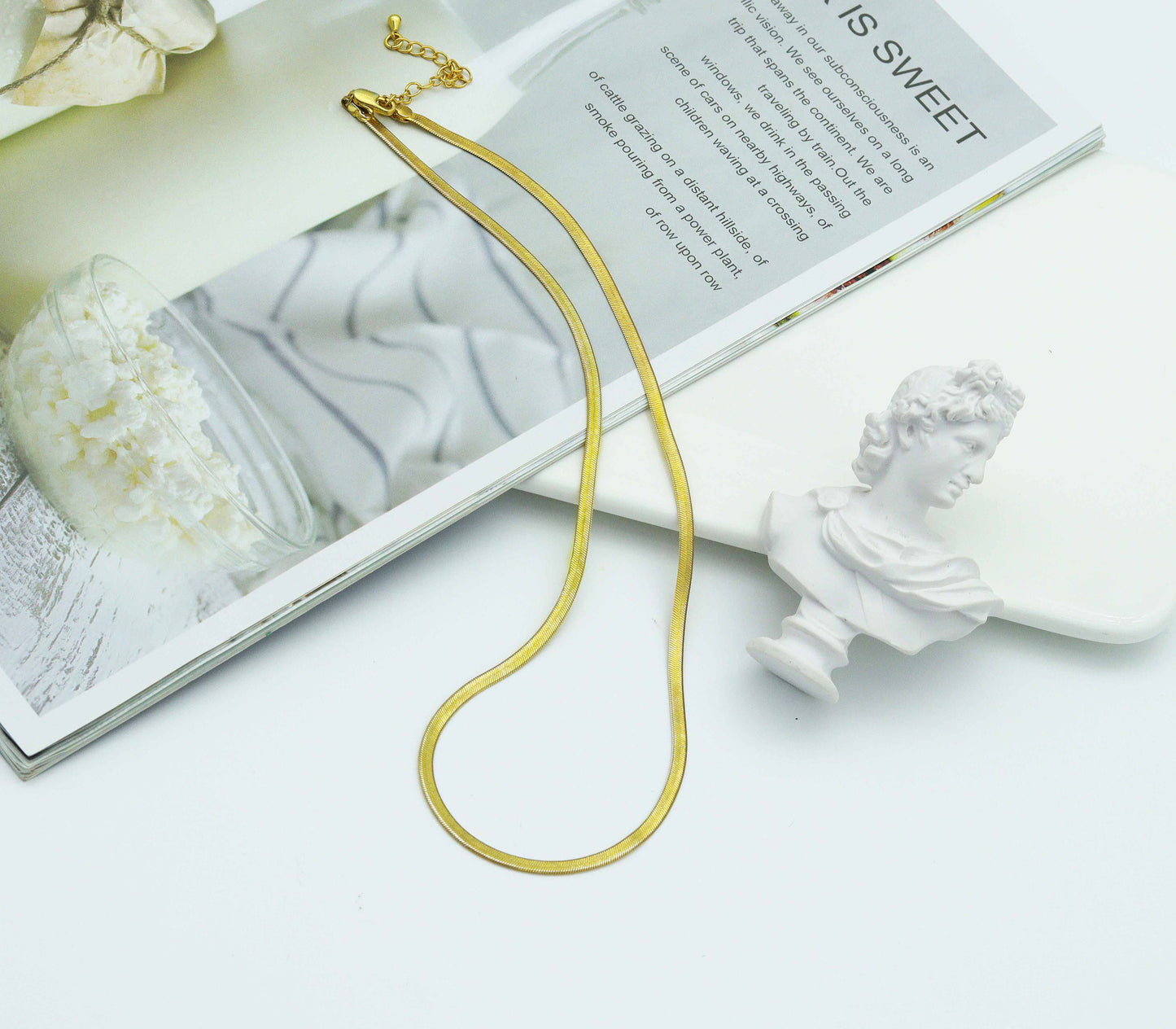 Herringbone chain necklace, M383N