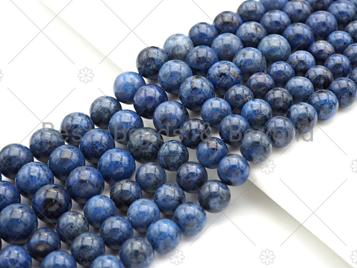 High Quality Natural Dumortierite Round smooth Beads, Navy Blue Genuine Beads, 6mm/8mm/10mm/12mm, 15.5'' Full Strand,Sku#U1085c