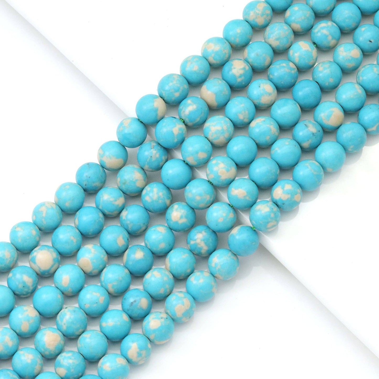 Blue Reconstituted Turquoise Round Smooth Beads, Sku#U1798