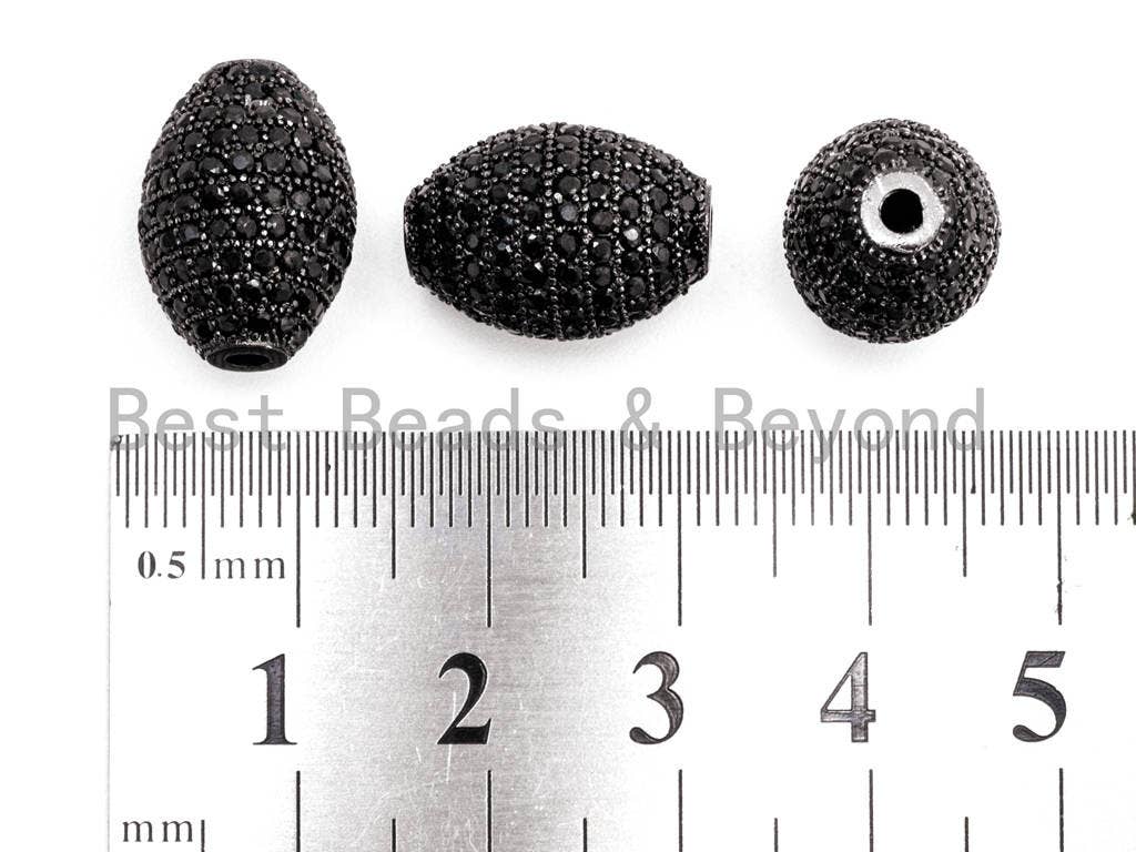 Black CZ Pave On Black Micro Pave Oval Spacer Beads Crystal for Bracelet/Necklace, Cubic Zirconia Beads, 16x12mm, sku#G328