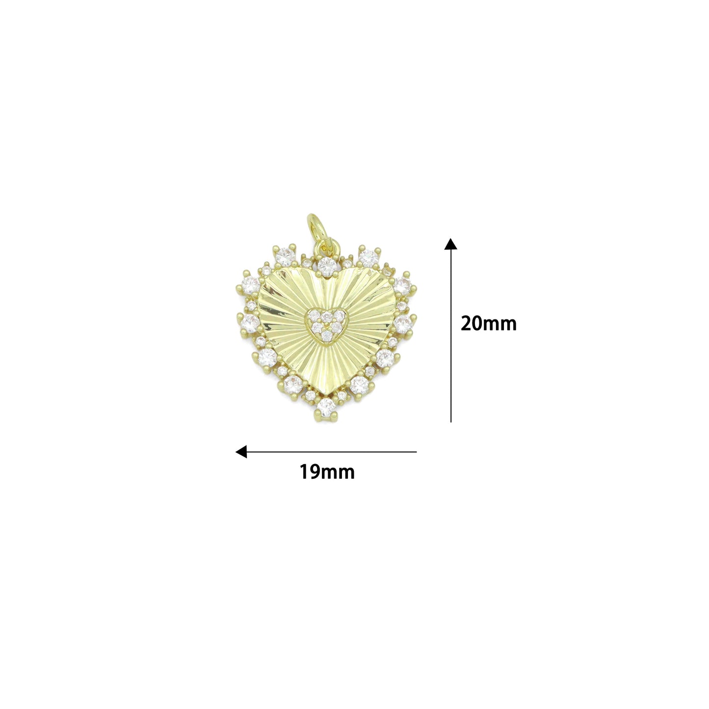 Gold Silver Radiant Heart Charm Pendant, Sku#A518