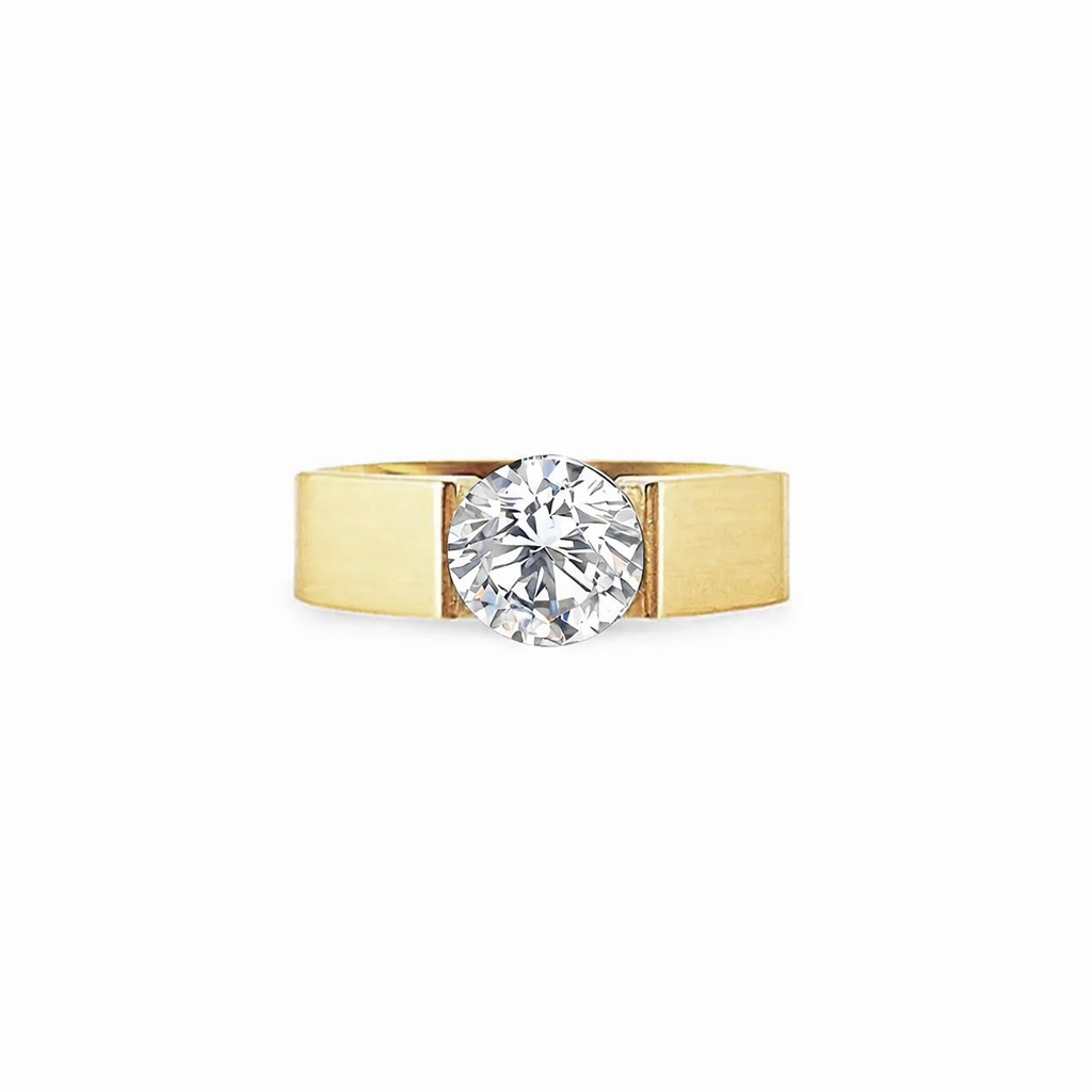 RG093G B.Tiff Gold 2 ct Round Solitaire Engagement Ring