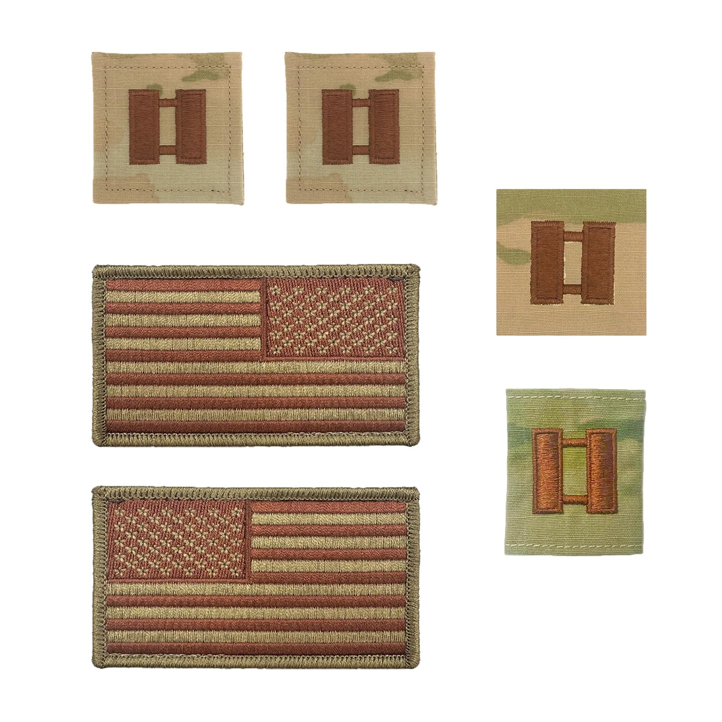 US Air Force Captain Rank and Reverse OCP Spice Brown Flag Bundle