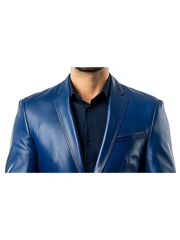 Archie Blue Leather Blazer – Leather Blazer for Men