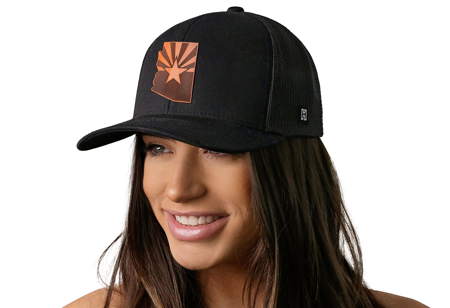 Arizona Flag Trucker Hat Leather | Black Arizona Flag Snapback