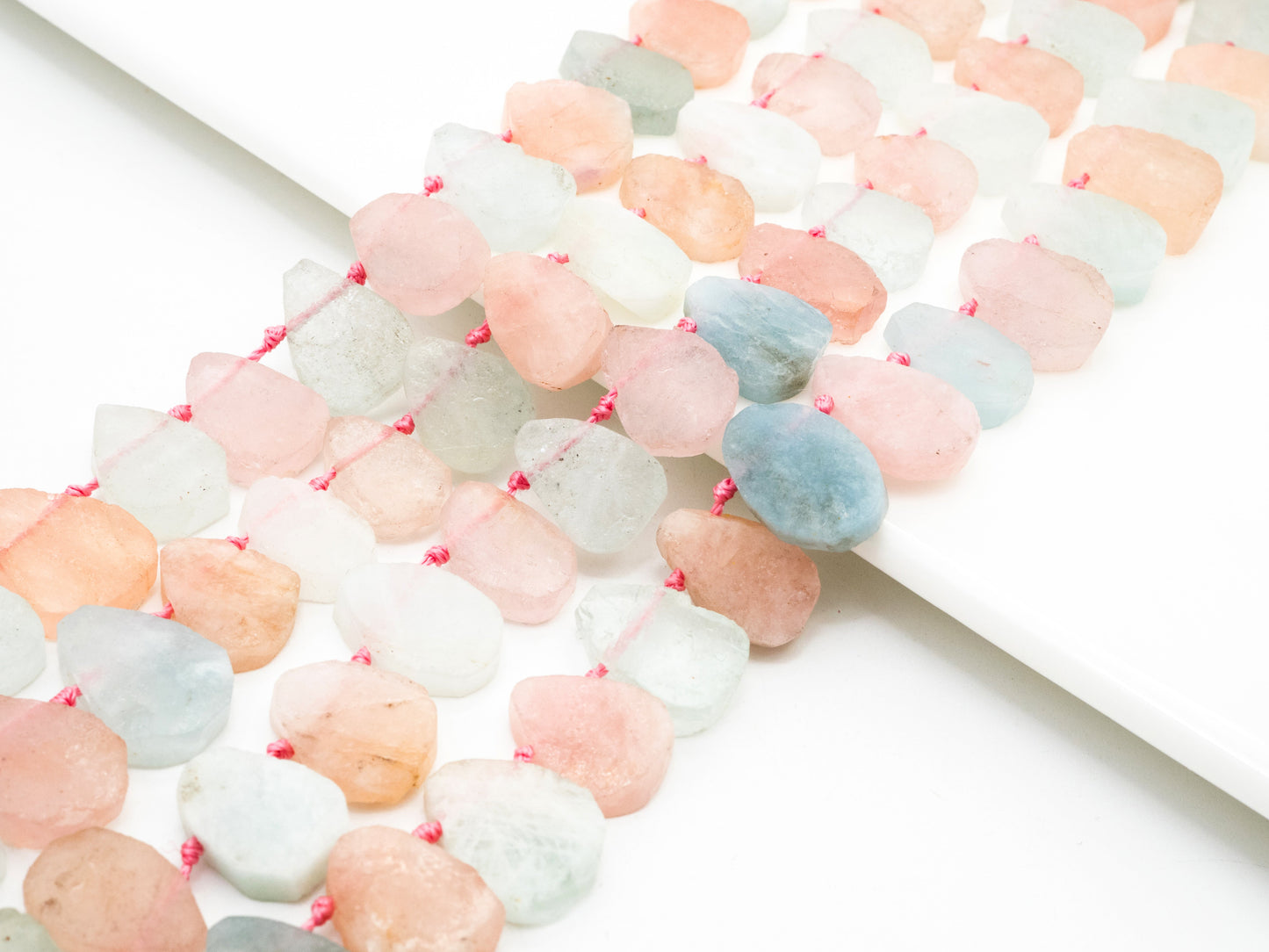 Natural Mixed Color Morganite beads, 14-18mm, Teardrop Light Pink Blue Gemstone Beads, 15.5 inches strand, SKU#U159