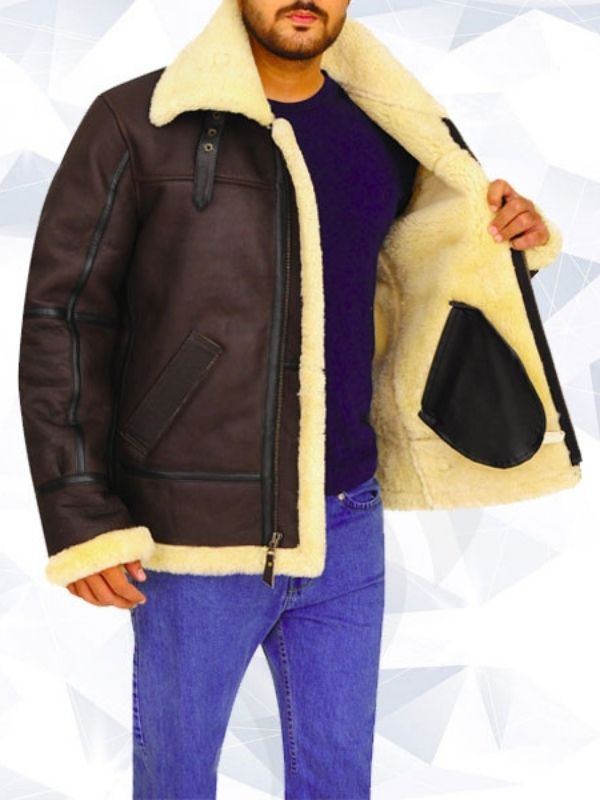 B3 Bomber Aviator Shearling Leather Jacket