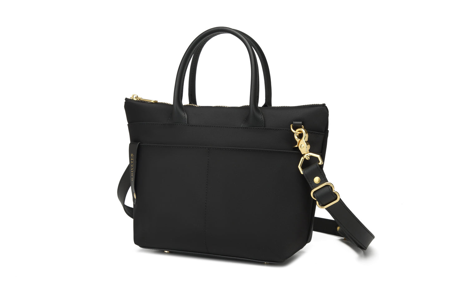Dot | Small Tote | Black Nylon + Black Leather