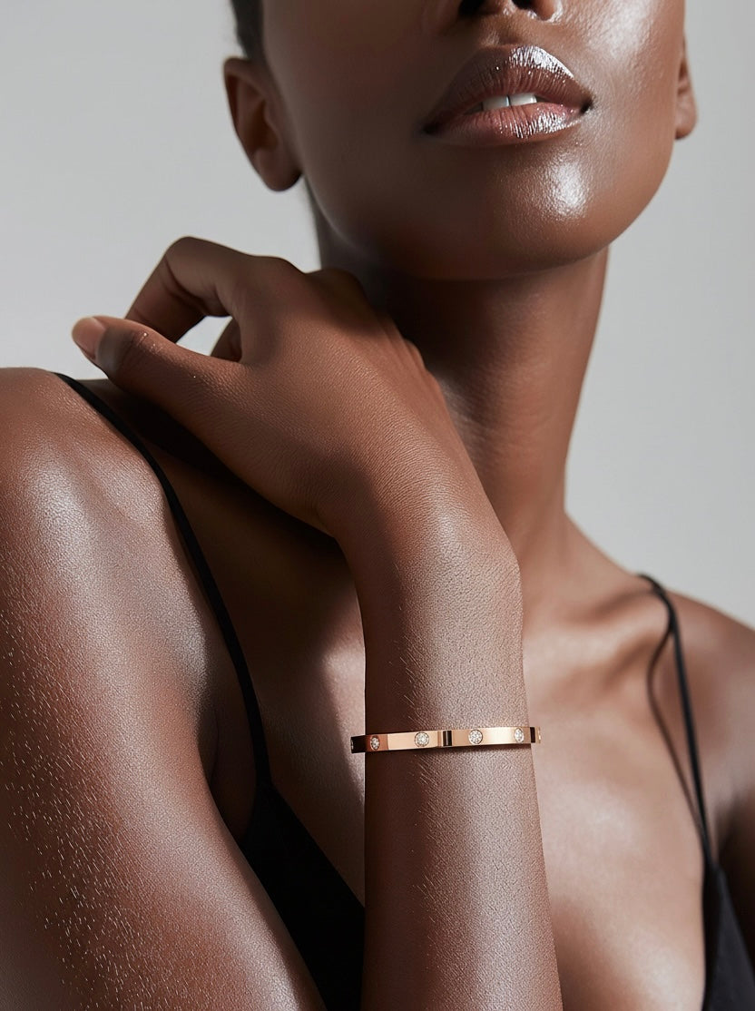 BG308RGP B.Tiff 8-Stone High Polish Rose Gold Bangle Bracelet